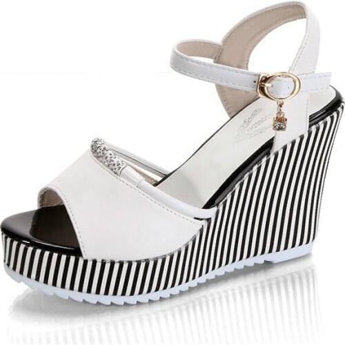New summer womens platform wedges Waterproof Sandals 10cm Super high heel women Shoes Gingham PVC Sandals.HYKL-922