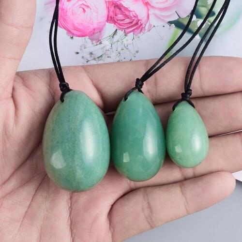 Wholesale Drilled Yoni Eggs Set Natural Green Aventurine Jade Eggs Kegel Exercise Pelvic Floor Muscle Ball