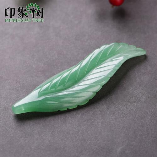 1Pc 78X23mm Natural Gem Top Grade Jad Stone Green Leaf Vein Partten Pendant 3D Carven Pendant Necklace DIY Jewelry Making 18092