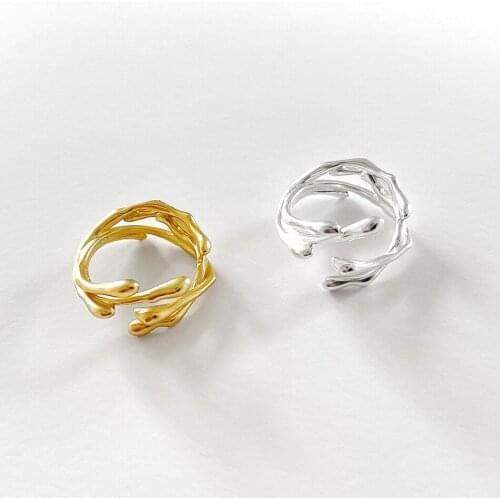 Real S925 Sterling Silver Irregular Line Rings For Women Party Accessories, Elegant Finger Ring Female Gold Color Jewelry 2021