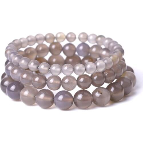 Grey STONE Beads Strand Bracelet Buddha Beaded Yoga Friendship Strench for Women Men Jewelry Braclet Braclets