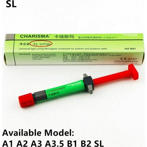 SL Fill Caries Dental Light Cure Composite Resin Syringe 4g Shade Heraeus Charisma Universal Whitening for Anterior Posterior
