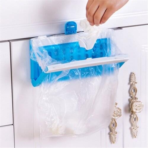 Foldable Plastic Garbage Bag Rack Portable Hanging Trash Rubbish Bag Storage Rack Kitchen Gadgets Storage Tool