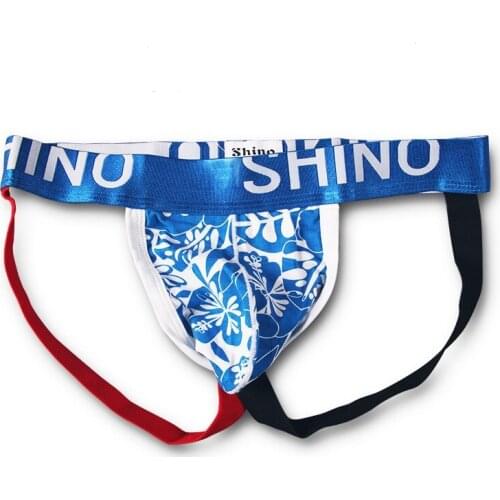 Sexy Man Floral Print Cotton Thongs Jockstrap Backless Male Penis Pouch Gay Underwear Men G-Strings Cueca Panties