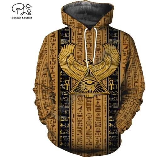 Men retro ancient egypt horus god print 3D india native Hoodie women unisex vintage Sweatshirt zipper pullover tracksuit