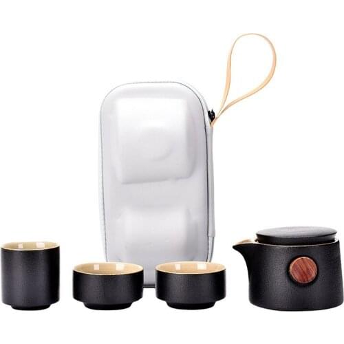Japanese-Style Tea Set Ceramic Portable Teapot Outdoor Travel Gaiwan Kettle Office Teacups Kung Fu TeaSet Dinkware Office