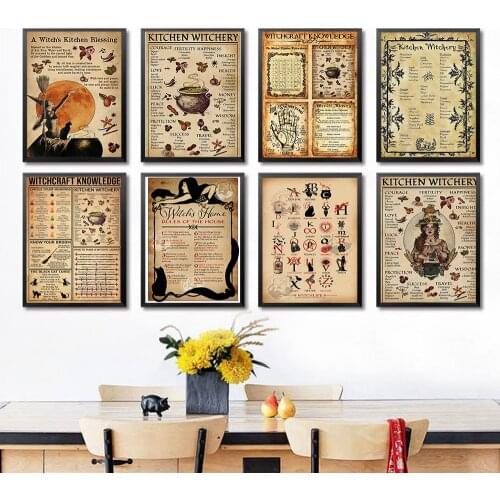 Kitchen Witchcraft Fun Posters and Prints Decoration Canvas Wall Picture Witch Blessing Knowledge Art Painting Gift Home Decor