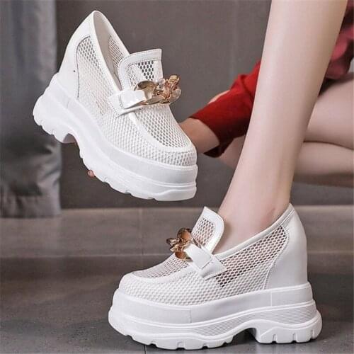 2021 New Pattern Summer Women Sneakers Mesh High Platform Trainers White Wedges Sandals Breathable Female Casual Outdoor Shoes