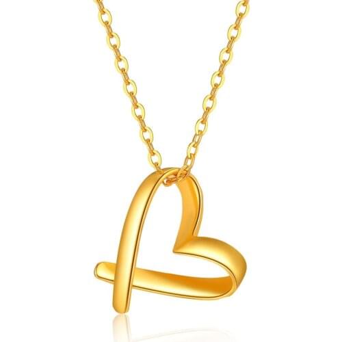 ZOCAI Women 18K Gold Heart Yellow Necklace Women Choker Pendant for Girl Embellished Jewelry Box Birthday Gift C00352