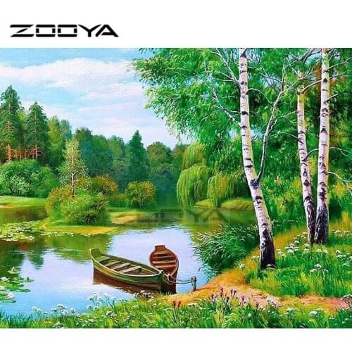 ZOOYA Needlework 5D Diamond Painting Landscape Tree Landscape Diamond Embroidery All Drill Rhinestone Mosaic Picture R2384
