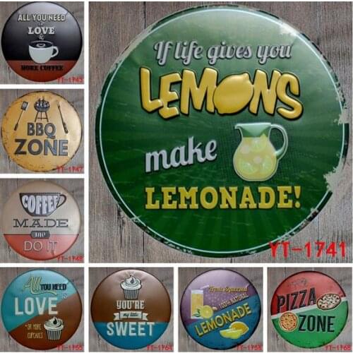 10pcs BBQ ZONE Round Painting Retro Gift Metal Sign Plaque Wall decor