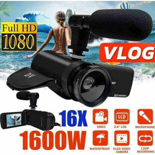 1080P HD 16x Zoom Digital Camcorder Video Camera DV Recorder External Microphone Camera