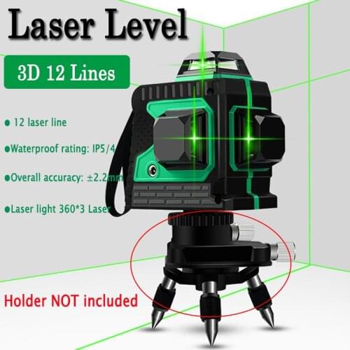 12 Lines 3D Professional Laser Level Measure Tools 360 Degree Green Light Vertical Self-leveling Indoor Outdoor Measuring Cross