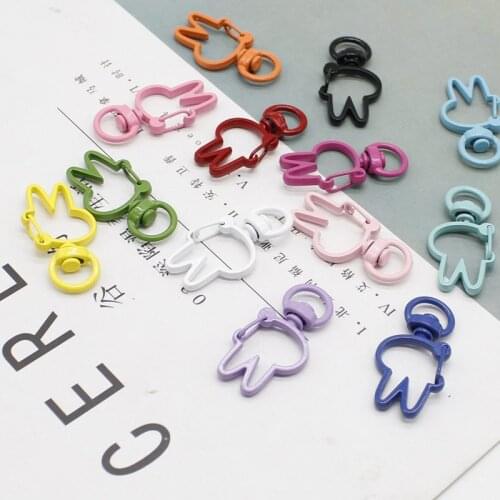3 pieces/each batch of paint color victory sign keychain base cute rabbit head lanyard buckle 35mm*19mm jewelry accessories