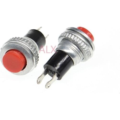 5pcs/LOT Red 10mm Thread Multicolor 2 Pins Momentary Push Button Switch 3A/125V 1A/250V DS-316