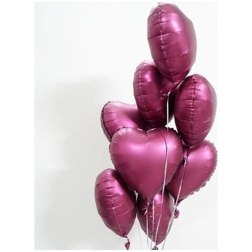 8pcs/lot 18inch Metallic Star Heart Helium Balloons Wine red burgundy ball claret Party Bridal Shower Wedding Valentine supplies