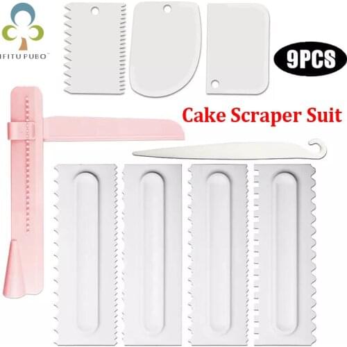 9Pcs/Set Cake Decorating Comb Cake Scraper Smoother Cream Decorating Pastry Icing Comb Fondant Spatulas Baking Pastry Tools ZXH