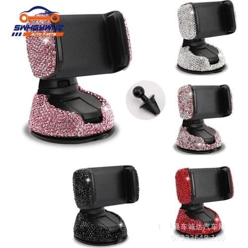 Crystal Rhinestones 360 Degree Car Phone Holder for Car Dashboard Auto Windows and Air Vent Universal Car Mobile Phone Holder