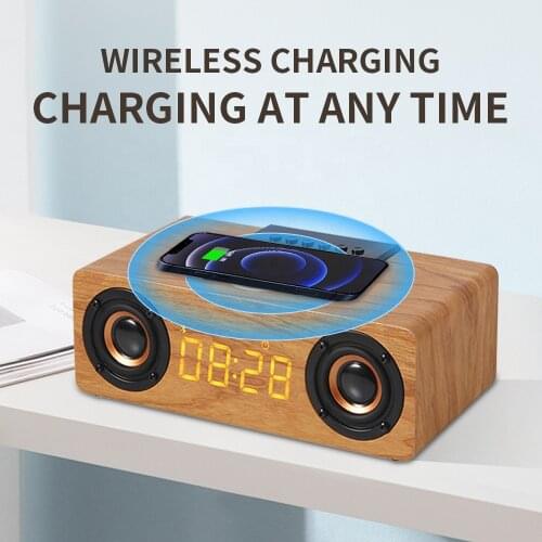 10W mobile phone wireless charging alarm clock bluetooth speaker for iphone 8Plus/11/12 XR Samsung S8/9 multifunctional speaker