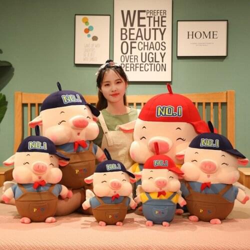 70cm Lovely animal pig Wearing a baseball cap plush toy girlfriends kids birthday gift home decoration