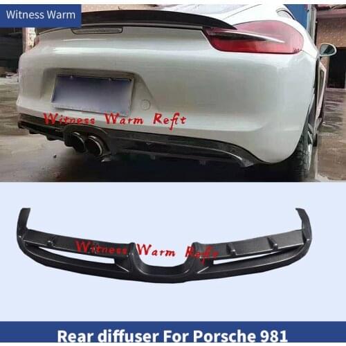 Carbon Fiber Rear Bumper Diffuser Lip Spoiler For Porsche Cayman Boxster 981 2013 - 2015