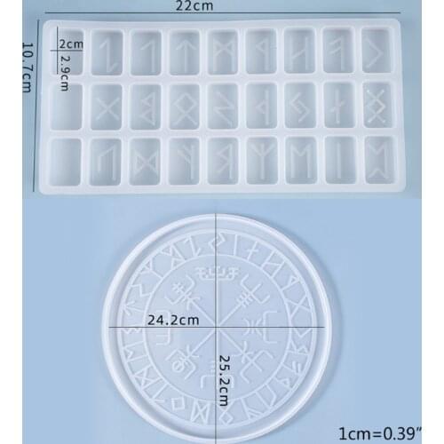 DIY Runes Symbol Crystal Epoxy Resin Mold Circle Divination Board Silicone Mould A0KD
