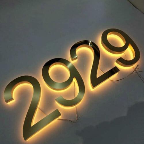 Stainless Waterproof steel led door plate 3D address number led lighted house number