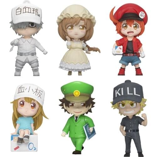 Anime Cells at Work Platelet White Blood Cell PVC Action Figure Collectible Decoration Model Toy 6pcs/set