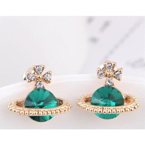 Elegant Female Saturn Aesthetic Earrings Exquisite Crystal Luxury Earrings for Women Party Jewelry Accessories