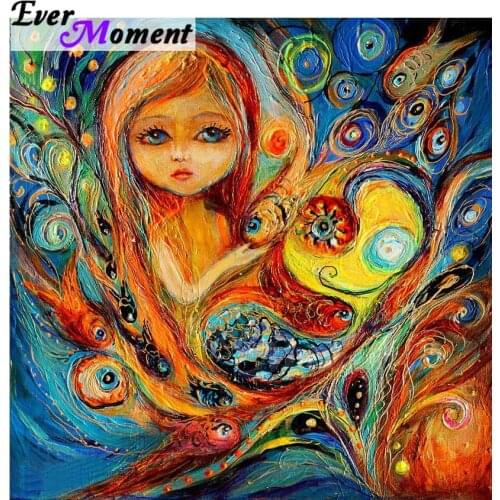 Ever Moment Diamond Painting Girl Mosaic Full Square Drill Picture Of Rhinestone Diamond Embroidery Home Decoration ASF1454