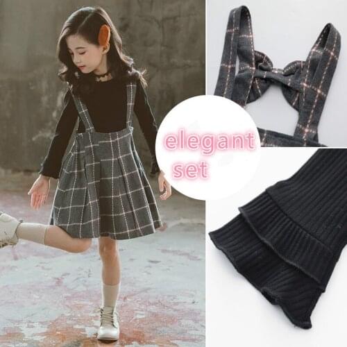 Girls Clothing Sets Shirts and Plaid Dress Kids 2 Pcs Suit Childrens Sets Teen Clothes Girls 14 Years Costume 4 6 8 10 12 14Yrs
