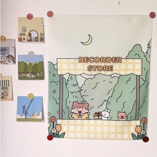 Kawaii Room Tapestry Bedroom Home Anime Cartoon Christmas Decoration Accessories Tapisserie Dormitory Wall Decoration Backdrop
