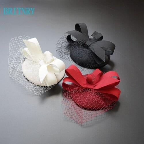 BRITNRY 2018 New Arrivals Wedding Hat Burgundy Beige Black Bride Hat High Quality Wedding Accessories
