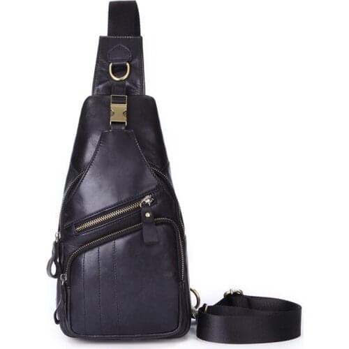 New hot sale Genuine Leather chest bag for men casual messenger bags fashion mens chest pack large capacity Business bags