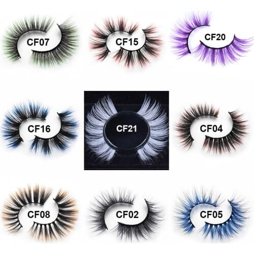 OKAYLASH Cheap Price Halloween Colored False Eyelashes Party Colorful Blue Eye Lashes Costume Party Makeup Color Lash