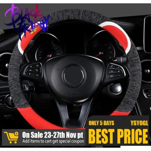 Cute Linen Cartoon Steering Wheel Cover Breathable Universally Car Wheel Cover Car Accessory for Women Girls Four Seasons New