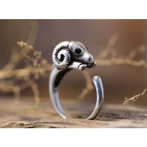 Wholesale Unique Trendy Retro Sheep Adjustable Ring High Quality Design Mens Animal Promise Rings Women Gift Overwatch Aros