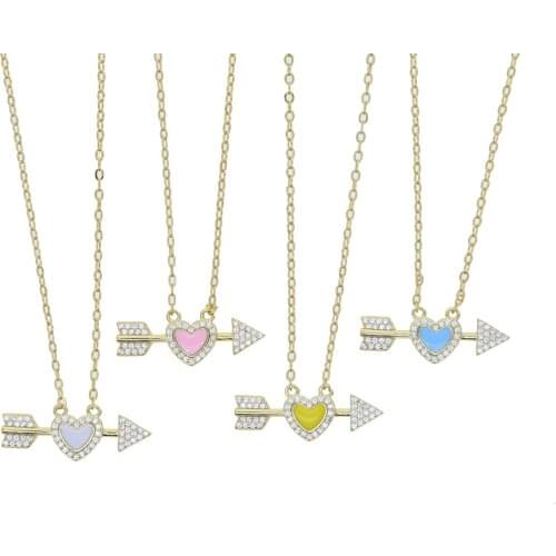 New Arrival 2021 Arrow Heart Enamel Love Necklace for Lovers Women Elements Friendship Chain Necklaces Valentines Gift Jewelry