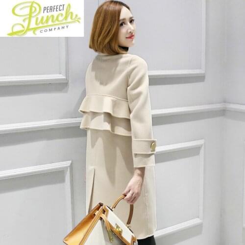 100% 2021 Coat Long Women Double-sided Wool Jacket Korean Fashion Ladies Coats Jackets Abrigos Mujer Elegante KS1728 KJ5075