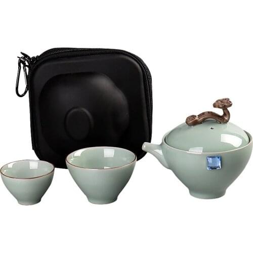 Portable travel Handmade Ceramic Kung Fu Tea Set 2cup 1pot,tea cup teapot Chinese ceramic teapot kettle porcelain gaiwan tea cup