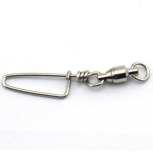 10Pcs/lot Fishing Swivels Snap Rolling Swivel Connector Ball Bearing Curve Type Pin Stainless Steel