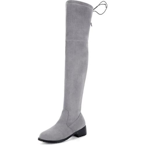 Autumn/winter 2017 new foreign trade is low and knee-high boots party with suede super small size 32 905-50 female boots boom