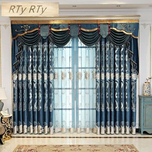 European Luxury Hollow Soluble Embroidery Window Flannelette Curtains For Living Room Bedroom Curtains Sheer Cloth Customized