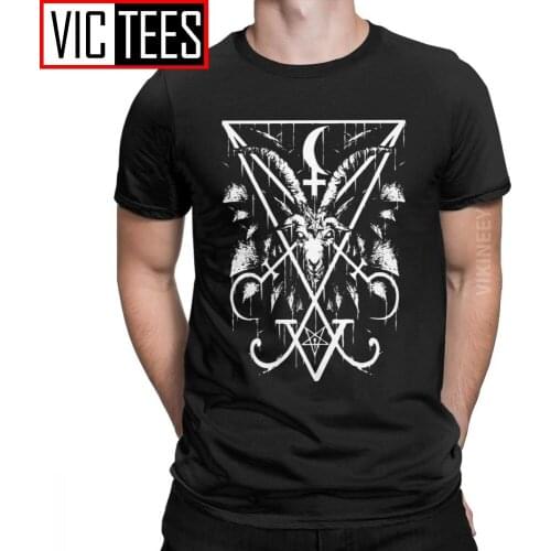 Sigil Of Lucifer And Baphomet T Shirt 2021 for Men Pure Cotton Hipster Tshirt Crewneck s Wholesale