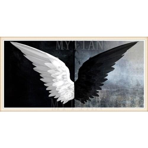 Modern Black White Feather Angel Wings Diamond Embroidery Cross Stitch Full Square/round Diamond Painting Handmade Home Decor
