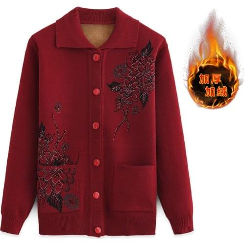 Middle-aged and Elderly Womens Sweater 2020 New Spring Autumn Knit Cardigan Jacket Single-breasted Sweater Coat Female Tops