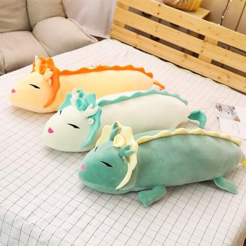 High quality 90-130cm cute little white dragon doll plush toy pillow dragon animal plush toy baby pillow gifts for boys and girl
