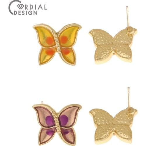 Cordial Design 100Pcs 11*13MM Jewelry Accessories/Paint Effect/DIY Earrings Stud/Butterfly Shape/Hand Made/Jewelry Findings