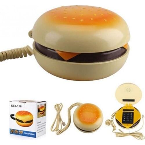 [Funny] Durable CB2 Novetly Juno Hamburger Cheeseburger Burger Corded Phone Novelty Really Telephone bread model phone Cute Gift