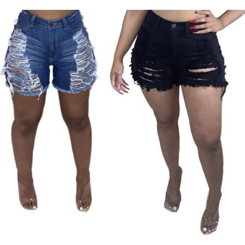 Women Jeans Shorts 2021 Wholesale Denim Korean Fashion Ripped Cargo High Waist Pants Birthday Streetwear Summer Dropshipping